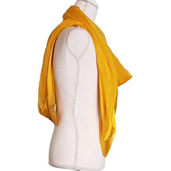 Elegance in Amber: Christian Dior Chiffon and Satin Edged Scarf - Picture 4 of 5